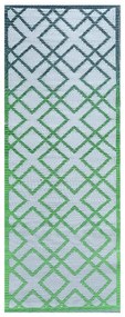 Geometria mintás kétoldalú kültéri szőnyeg, zöld, 197 x 72 cm
