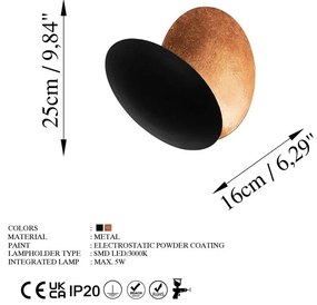 Yosma-13639 fali lámpa, fekete