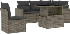 vidaXL 6 részes szürke polyrattan kerti ülőgarnitúra párnákkal