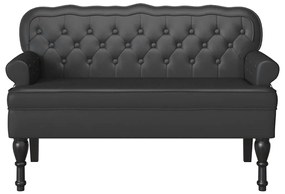 vidaXL Chesterfield Pad Fekete 119.5 x 64.5 x 75 cm Műbőr