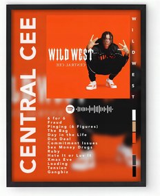 Poszter keretben Album Central Cee Wild West 30x40 cm Ajándék ötlet