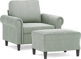 vidaXL világosszürke bársony kanapéfotel lábtartóval 60 cm
