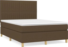 vidaXL sötétbarna szövet rugós ágy matraccal 140 x 190 cm