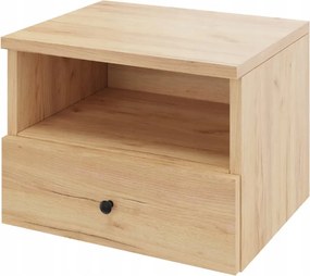 Akasztós éjjeliszekrény, fiók fogantyúval és polccal, craft tölgy,szélesség 40cm