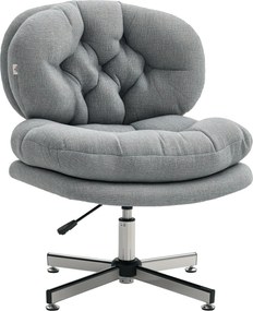 HOMCOM Karfák Nélküli Irodai Szék, Széles Ülésű Íróasztali Szék, Ergonomikusan Állítható Forgószék Vászon Hatású Kárpittal, Testreszabott Ülésű Szék,