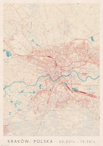 Krakkó várostérkép poszter A2 42x59,4 cm