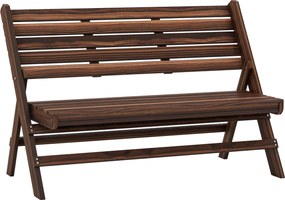 Outsunny Kertipad, 2-Fős Fa Pad Hátlap mögött, Parkpad, 250 kg-ig terhelhető, Kertbe, Erkélyre, Megégett, 122 x 63 x 83 cm | Aosom