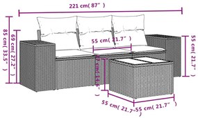 4 részes szürke polyrattan kerti ülőgarnitúra párnákkal