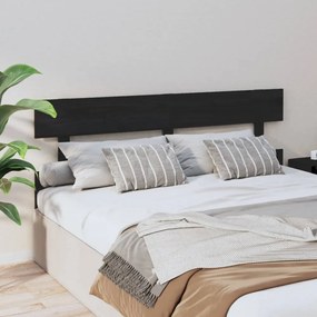 fekete tömör fenyőfa ágyfejtámla 164x3x81 cm