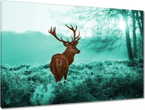 Vászonkép 120x80 Szarvas a türkiz erdőben