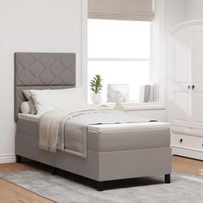 Rugós ágy matraccal és LED világítással taupe, 80 x 200 cm, szövet