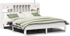 vidaXL fehér tömör fenyőfa könyvespolcos ágy matrac nélkül 180x200 cm