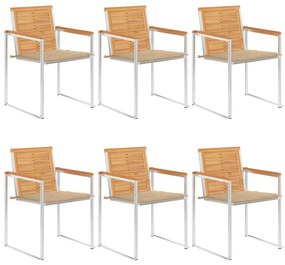vidaXL 6 db tömör tíkfa kerti szék párnával