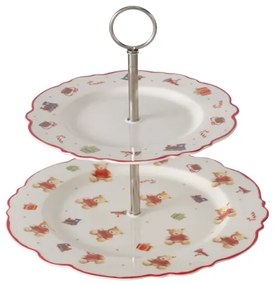 Karácsonyi macis porcelán süteményes kínáló 2 emeletes