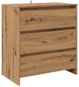 kézműves tölgy színű szerelt fa tálalószekrény 70x41x75 cm