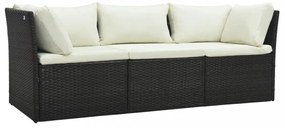 4 részes barna polyrattan kerti bútorszett párnával