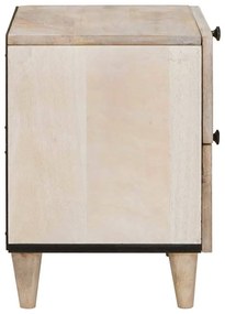 Éjjeli asztal fiókkal 2 pcs Bézs 40 x 33 x 46 cm tömör mangófa