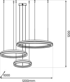 LED Csillár zsinóron GRAVITY LED/108W/230V fekete