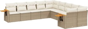 vidaXL 10 részes bézs polyrattan kerti ülőgarnitúra párnával