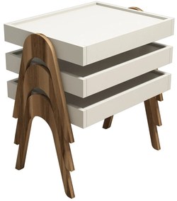 Dohányzóasztal (3 részes) Roma - Walnut, Cream