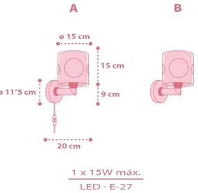 Dalber 60919 - Gyerekszobai fali lámpa PRINCESS DANCE 1xE27/15W/230V rózsaszín