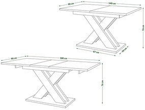 Mazzoni KARO Bézs (Pezsgő)/Artisan Tölgy - MODERN 180 cm-re BŐVÍTHETŐ ASZTAL!