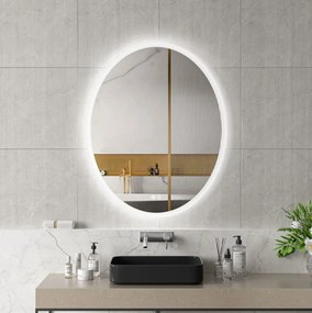 Erga Paola, ovális LED tükör 80x100cm, 2645 lm, 3 fényszín, első és hátsó világítás, ERG-V01-302-1080-00