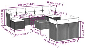 10 részes bézs polyrattan kerti ülőgarnitúra párnával