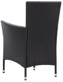 7-részes fekete polyrattan kültéri étkezőgarnitúra párnákkal