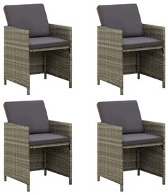 4 db szürke polyrattan kerti szék párnával