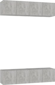 vidaXL 4 db betonszürke szerelt fa TV-szekrény 60 x 30 x 30 cm
