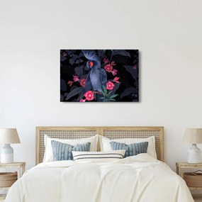 Kép - papagáj a virágok között (90x60 cm)