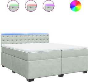 vidaXL világosszürke bársony rugós ágy matraccal 200x200 cm