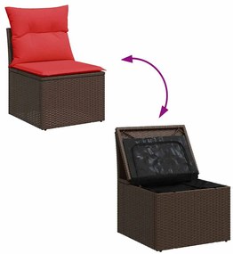 vidaXL 5 részes barna polyrattan akácfa kerti ülőgarnitúra párnával