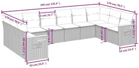 10 részes szürke polyrattan kerti ülőgarnitúra párnákkal