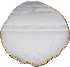 CRYSTAL poháralátét arany szegéllyel, fehér kvarc Ø10cm