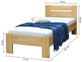 Egyszemélyes tömörfa ágy AMBER 90x200 cm bükk