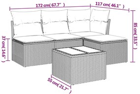 5 részes bézs polyrattan kerti ülőgarnitúra párnákkal