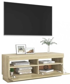 sonoma tölgy színű TV-szekrény LED-lámpákkal 100 x 35 x 40 cm