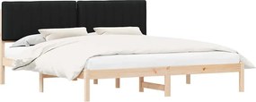 vidaXL Ágykeret Kárpitozott Fejtámlával Fekete 180 x 200 cm