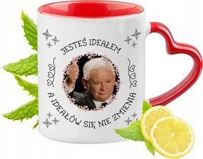 Jaroslaw Kaczynski Piros bögre szív alakú füllel Ajándék