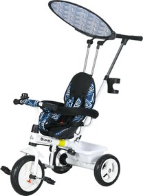 HOMCOM 6 az 1-ben Fejlődő Babakerekpár 12 hónaposnál idősebb gyermekeknek hajtható napernyővel, teleszkópos és eltávolítható tolókarral, állítható ülé