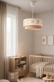 Brilagi- LED gyerek csillár zsinóron BOBO 1xE27/60W/230V átm. 40 cm fehér/bézs./mackó.