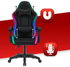 Szövet gamer szék HC-1000 LED RGB - fekete