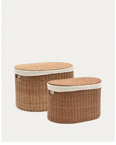 Rattan tárolókosár szett 2 db-os 50x36x32 cm Indali – Kave Home