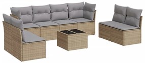 9 részes bézs polyrattan kerti ülőgarnitúra párnákkal