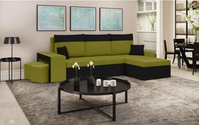 NEVADA Kinyitható sarokkanapé Zöld/fekete