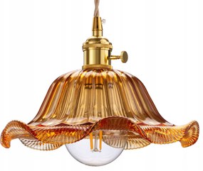 Mennyezeti függőlámpa üveg Flower borostyán