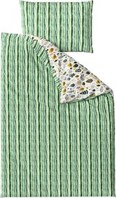 Fa minta krep ágyneműhuzat szett TREEVELLA POLY zöld + jersey lepedő 180 x 200 cm fehér, franciaágyra