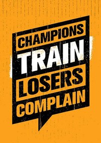 Illusztráció Champions Train Losers Complain Speech Bubble, subtropica, (26.7 x 40 cm)